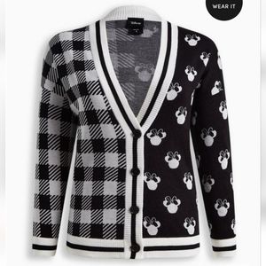 Torrid Disney Minnie Mouse Jacquard Cardigan Sweater sizes 1X & 0X NWT